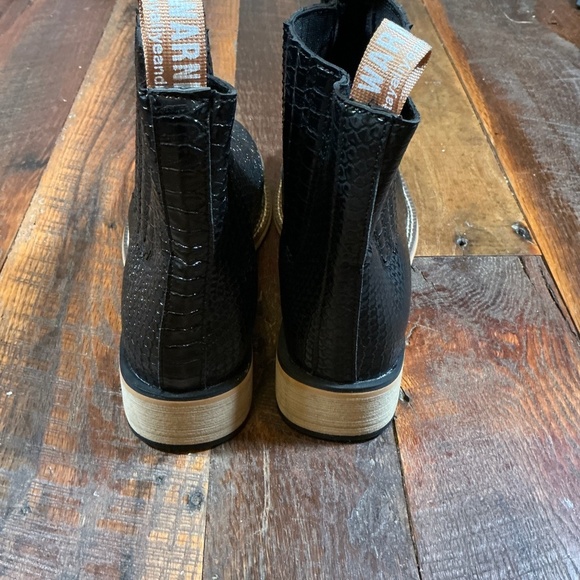 Black Faux Crocodile Western Chelsea Ankle Boots Men’s Size 45/12 - Picture 4 of 8